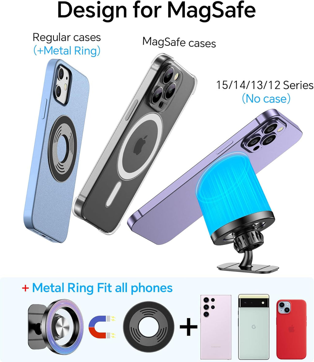 for MagSafe Car Mount Charger【Stronger Magnets】 iPhone Magnetic Wireless Car Charger【Dashboard+Vent】 for Magsafe Charger Cell Phone Car Mount for iPhone 16 Pro Max 15 14 13 12 MagSafe Cases