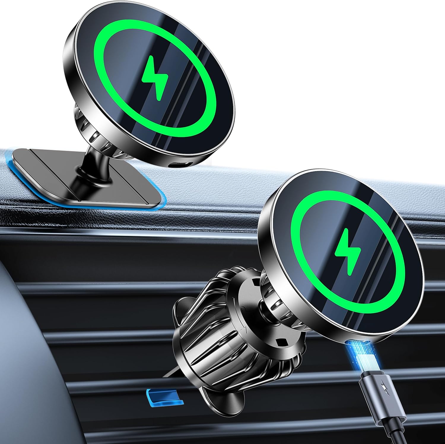 for MagSafe Car Mount Charger【Stronger Magnets】 iPhone Magnetic Wireless Car Charger【Dashboard+Vent】 for Magsafe Charger Cell Phone Car Mount for iPhone 16 Pro Max 15 14 13 12 MagSafe Cases