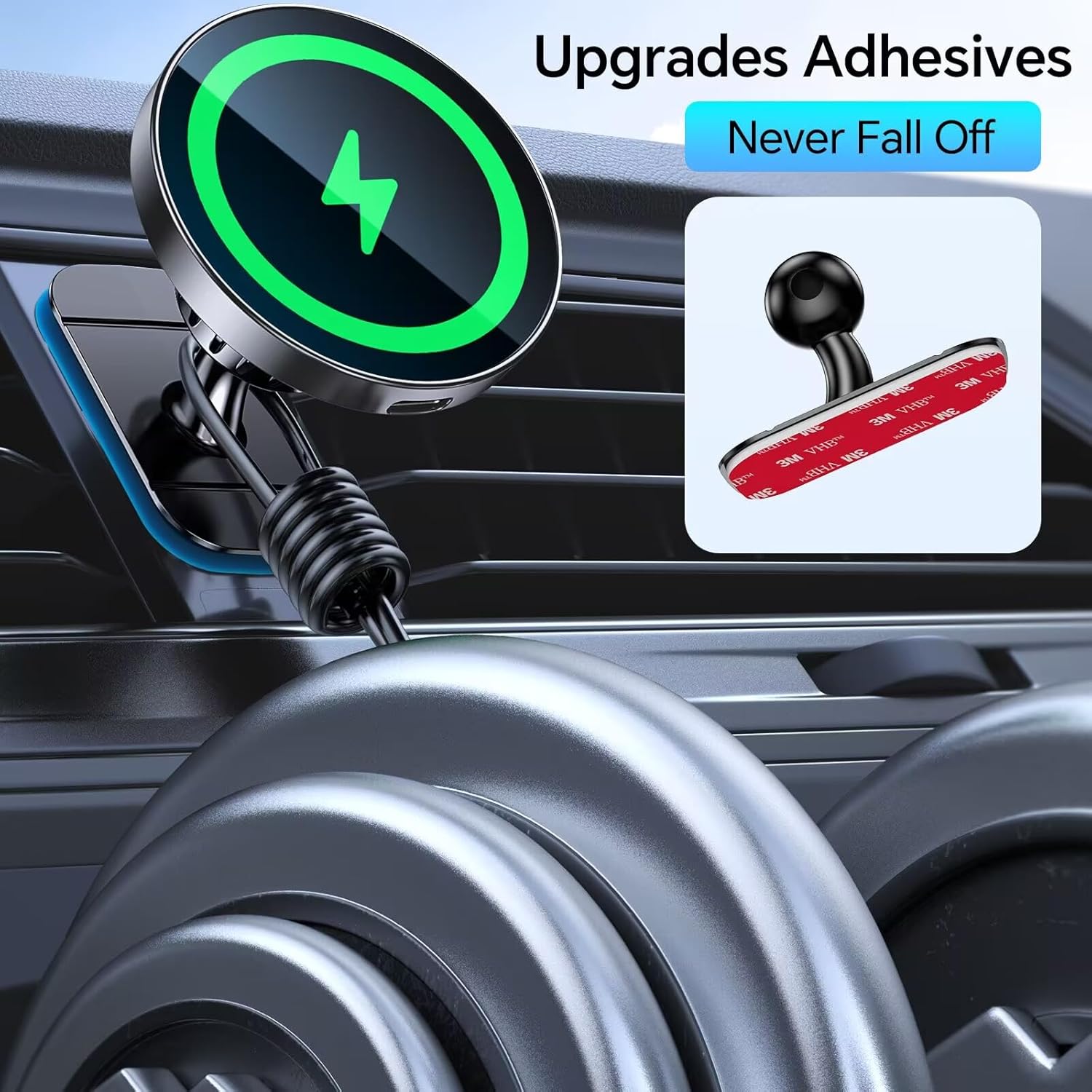 for MagSafe Car Mount Charger【Stronger Magnets】 iPhone Magnetic Wireless Car Charger【Dashboard+Vent】 for Magsafe Charger Cell Phone Car Mount for iPhone 16 Pro Max 15 14 13 12 MagSafe Cases