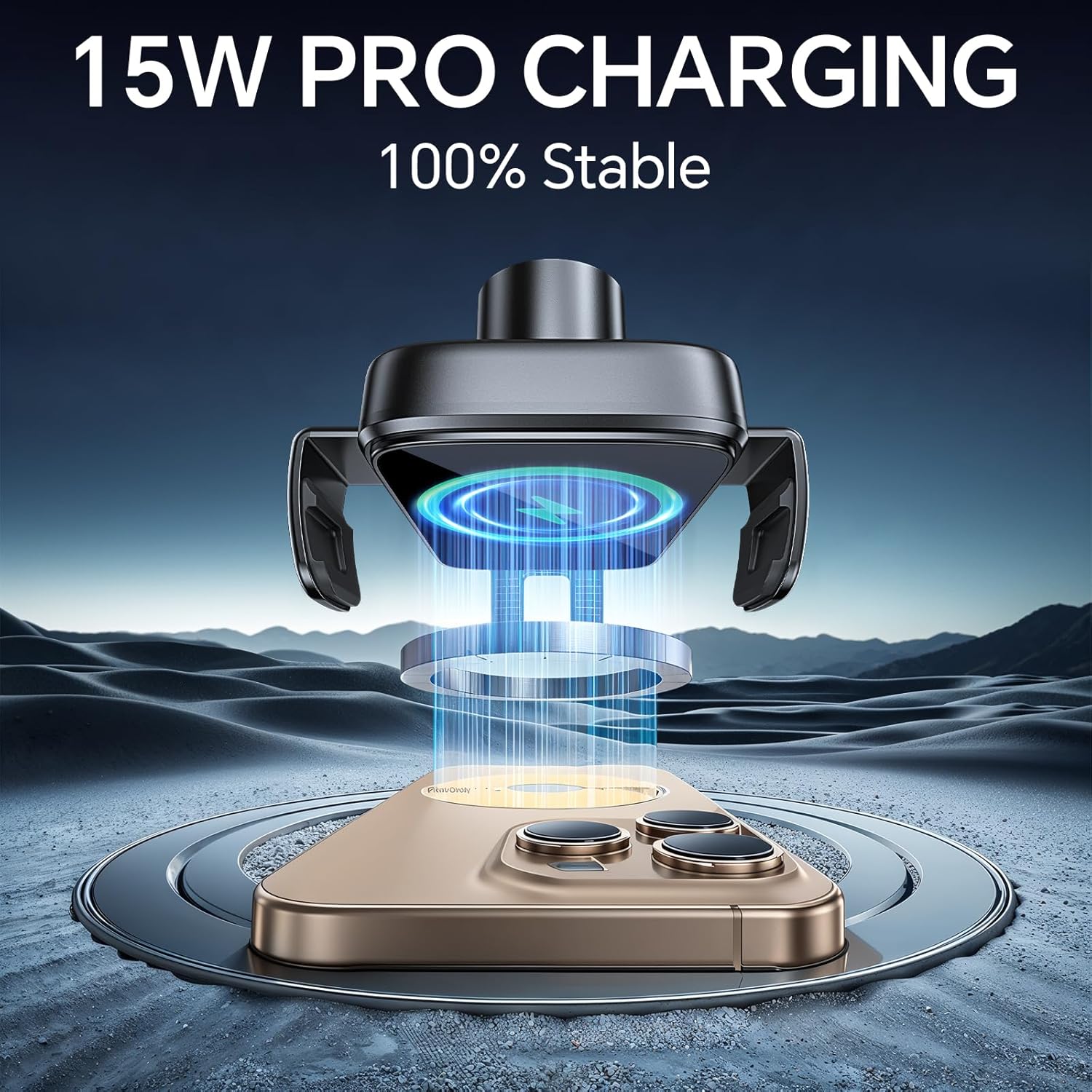 Wireless Car Charger Mount, Wireless Phone Charger for Car Auto Clamping Car Phone Holder Charger【 Wind + Vent + Dash 】Car Wireless Charger for Car for iPhone 16 15 14, Galaxy S24 S23 S22 etc