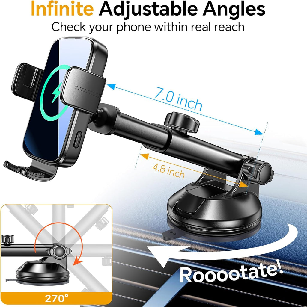 Wireless Car Charger Mount, Wireless Phone Charger for Car Auto Clamping Car Phone Holder Charger【 Wind + Vent + Dash 】Car Wireless Charger for Car for iPhone 16 15 14, Galaxy S24 S23 S22 etc