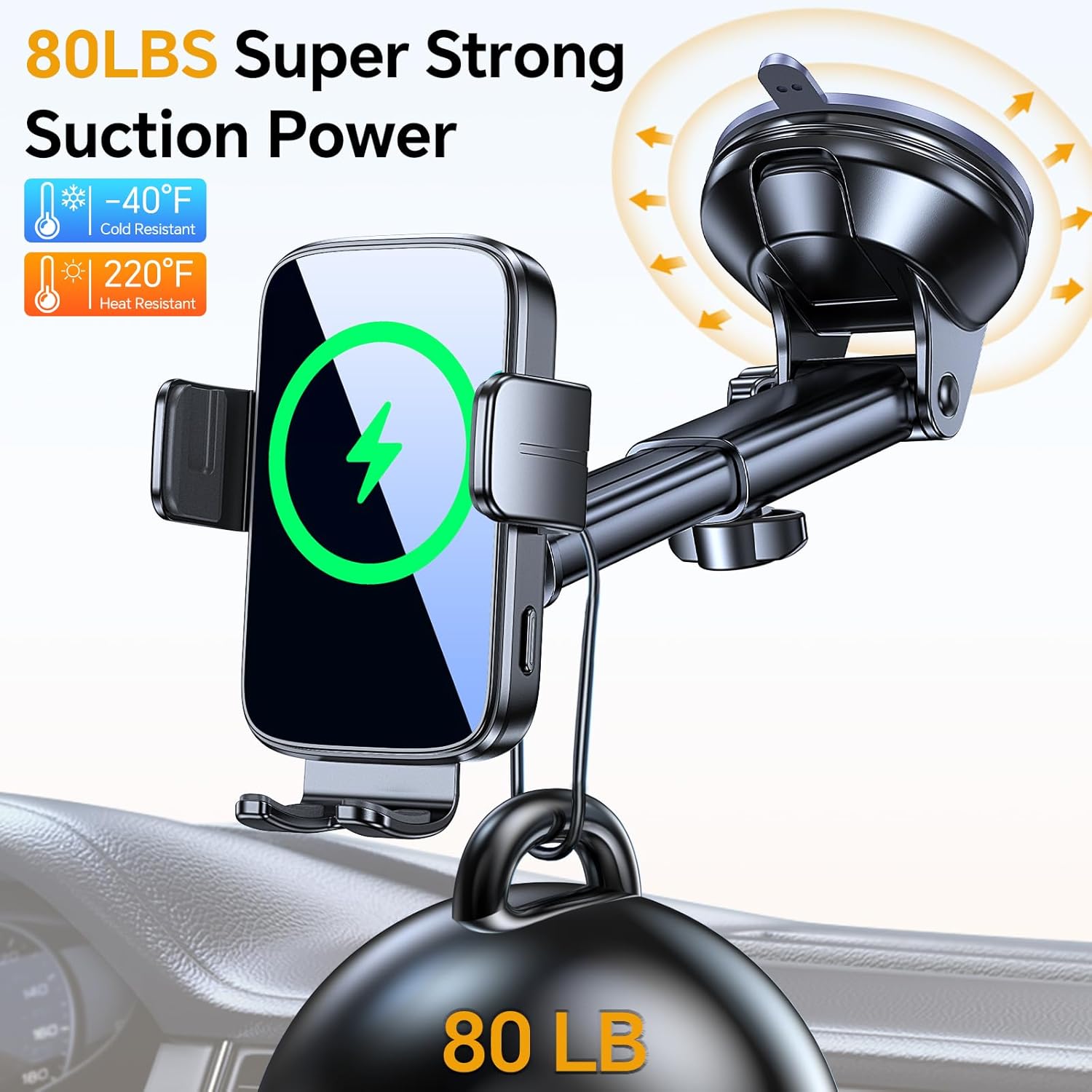 Wireless Car Charger Mount, Wireless Phone Charger for Car Auto Clamping Car Phone Holder Charger【 Wind + Vent + Dash 】Car Wireless Charger for Car for iPhone 16 15 14, Galaxy S24 S23 S22 etc